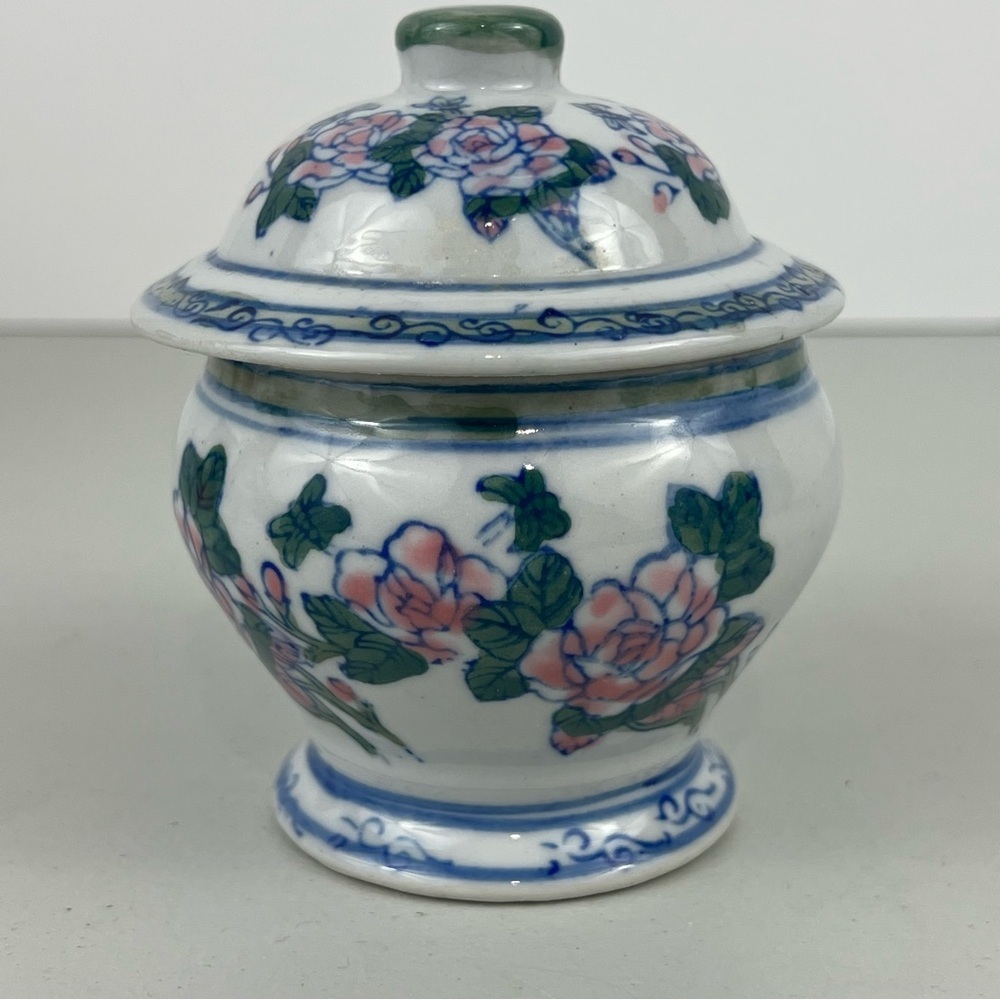 Vintage Small Ceramic Floral Ginger Jar